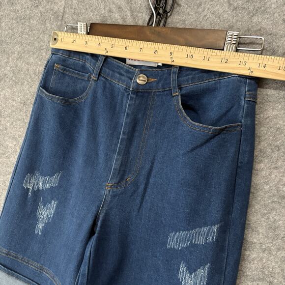 GSUWOO SO REAL Layered Jeans Womens Sz S Blue Distressed Stretch - Picture 8 of 8